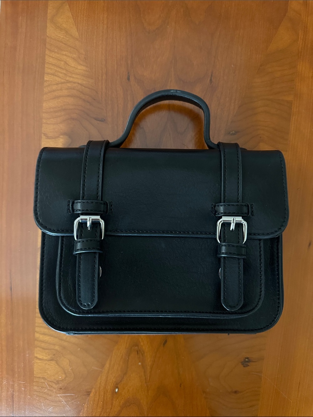 Brandy Melville Mini Black Leather Top Handle Bag